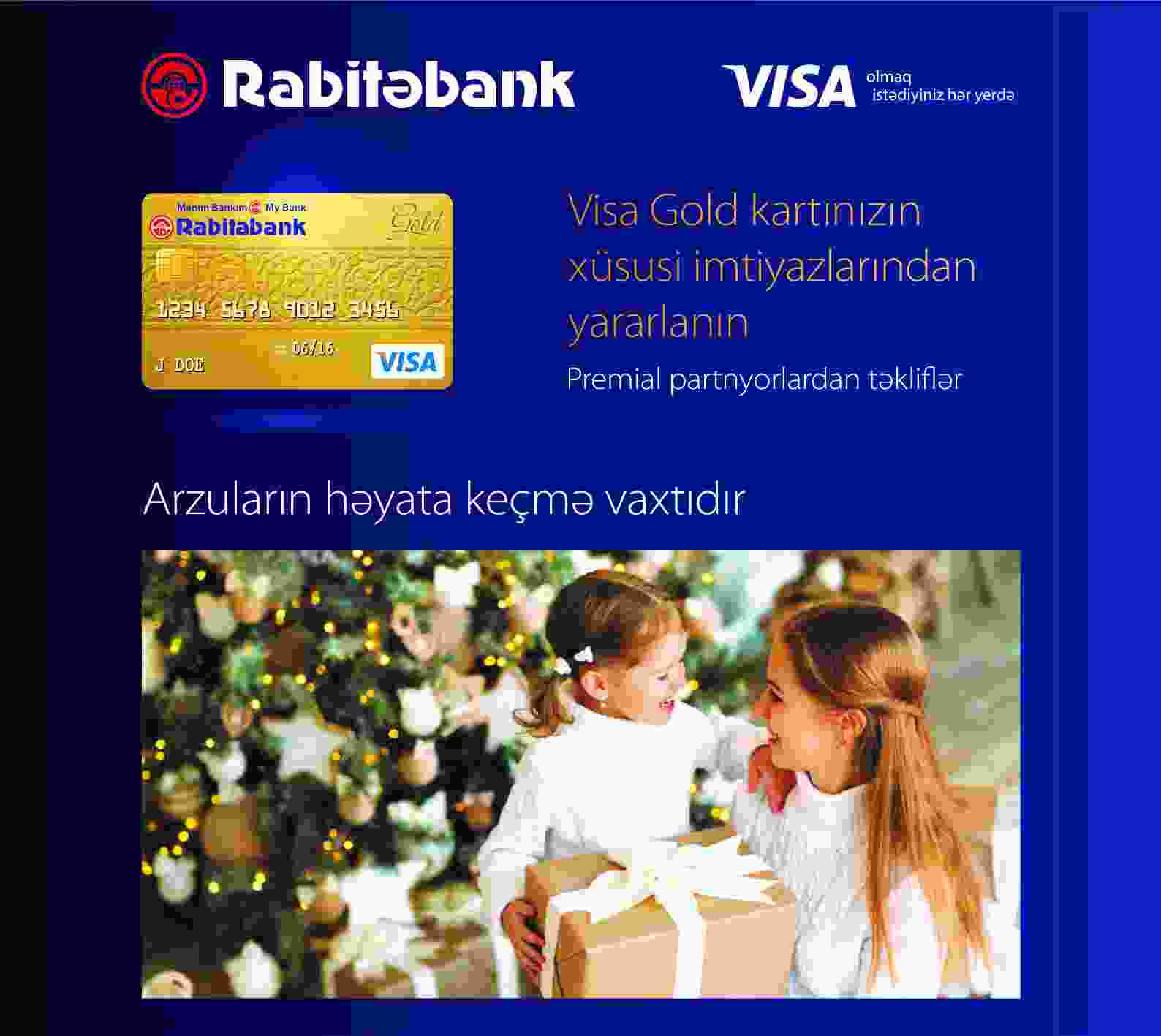 Rabitəbankın Visa Gold kartı ilə Sevgililər Günü yaxınlarınızı sevindirin! 